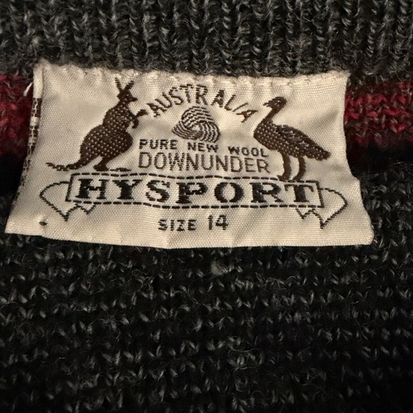 Vintage Hysport Australian Pure New Wool Kangaroo Emu Graphic Sweater Mens Small - Picture 2 of 9